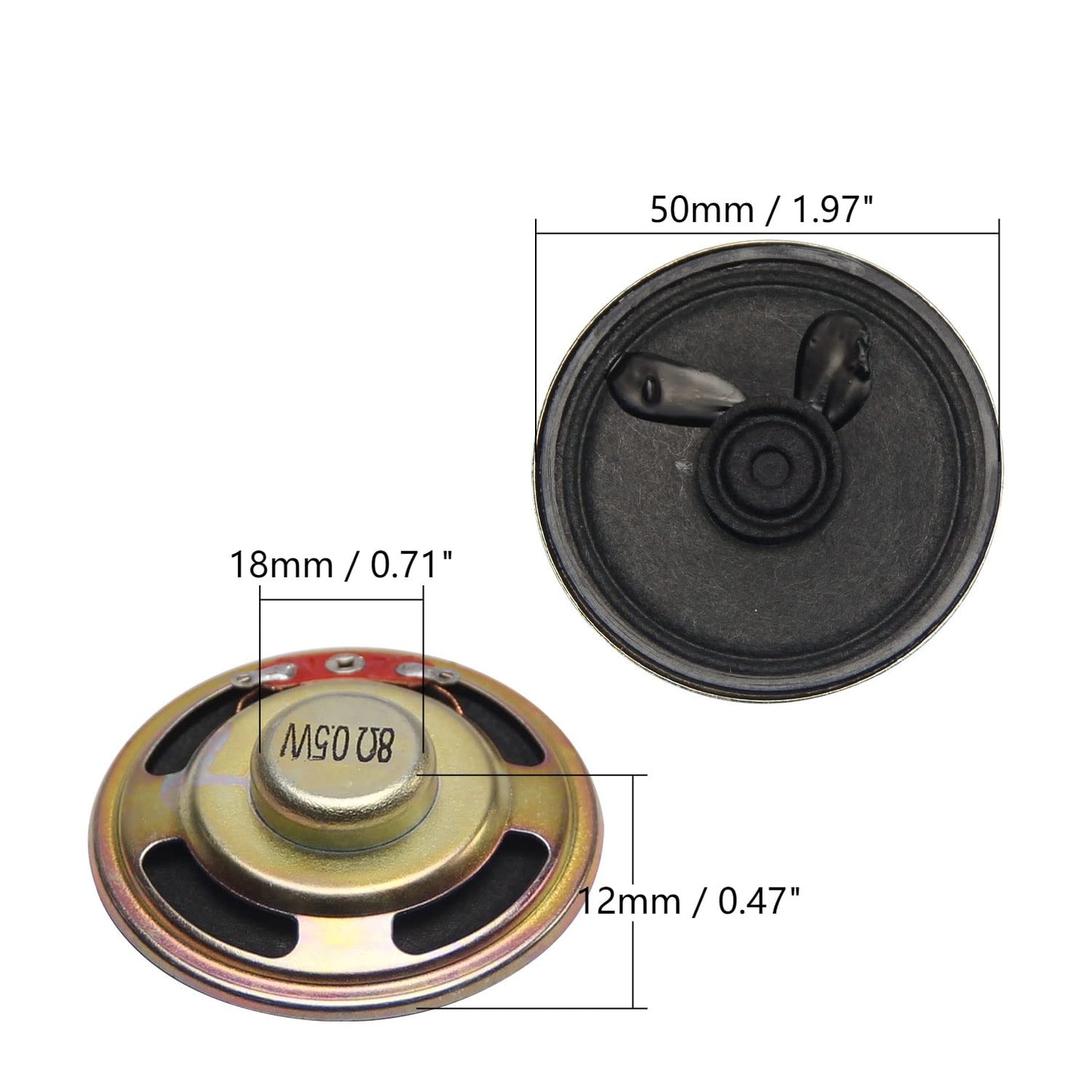 Fielect 1Pcs Internal Magnet Speaker 8Ohm 0.5W DIY Speaker 50mm Dia