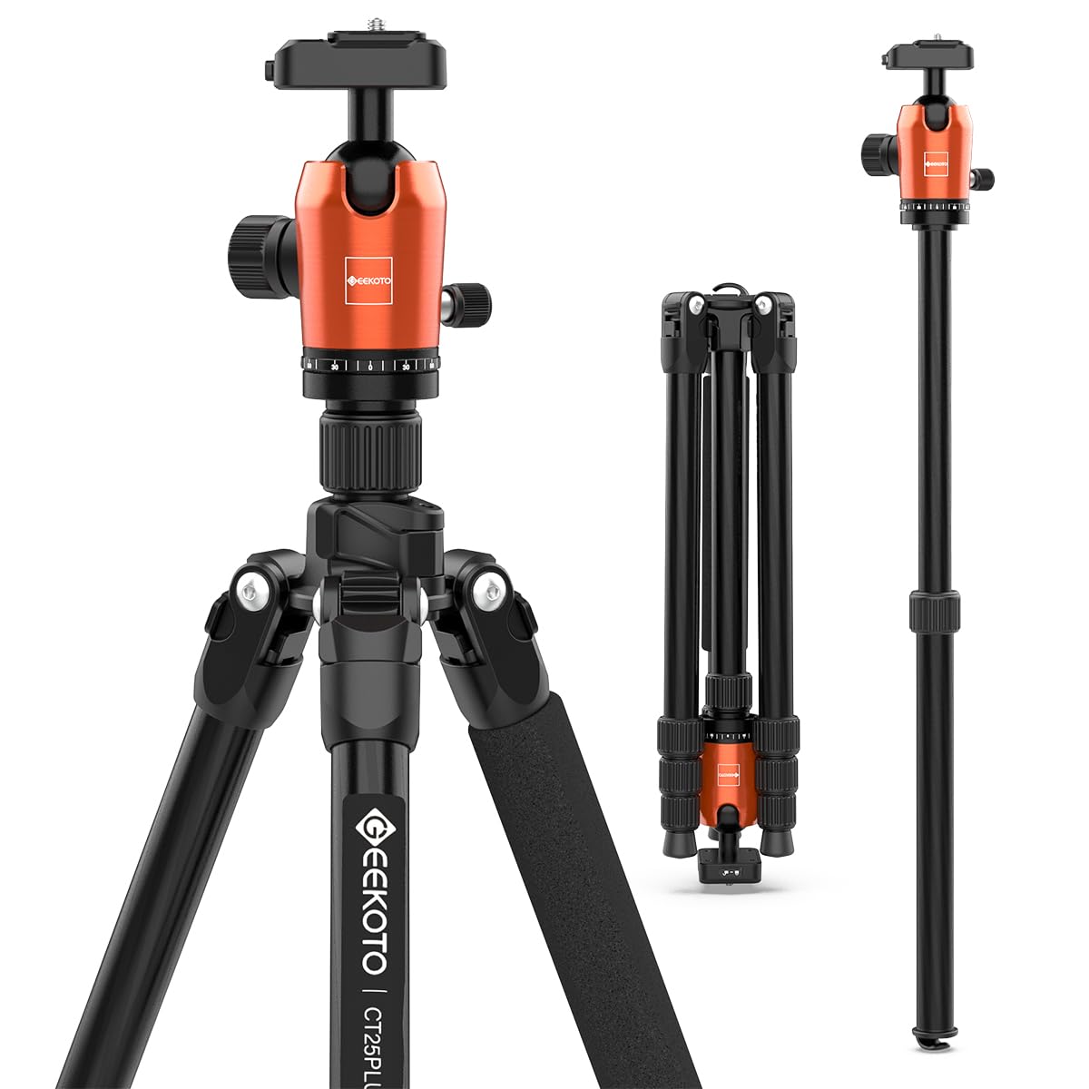 GEEKOTO Camera Tripod,Carbon Fiber Camera Tripod Monopod with 360 Degree Ball Head 1/4 inch Quick Shoe Plate Professional Tripod Load up to 26.5