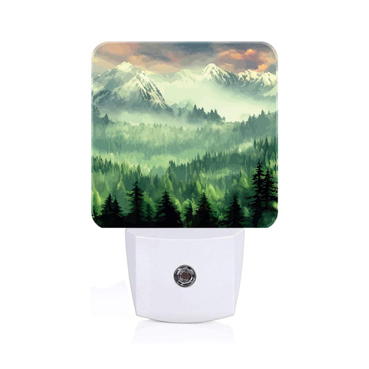FSHVQKD Mountain Forest Landscape Painting Night Light,Plug Into Wall Decor for Stairway,Hallway,Kitchen,Dusk to Dawn Sensor Nightlights