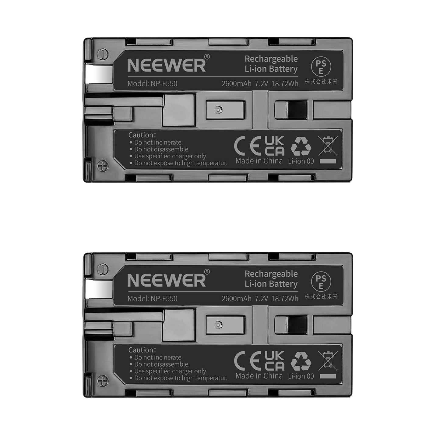 Neewer® (2Pack) 2600mAh Sony NP-F550/570/530 Replacement Battery for Sony HandyCams, Neewer Nanguang CN-160,CN-216,CN-126 Series and Other LED
