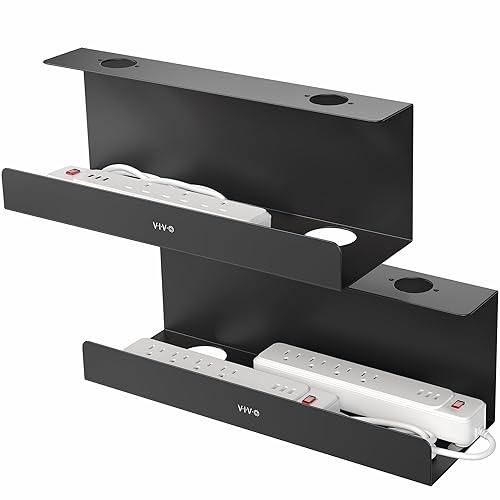 VIVO Under Desk 17 inch Extra Deep Cable Management Trays, Power Strip Holders, Cord Organizers, Wire Tamers for Office and Home, Black, 2 Pack