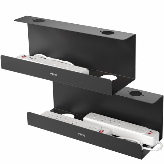 VIVO Under Desk 17 inch Extra Deep Cable Management Trays, Power Strip Holders, Cord Organizers, Wire Tamers for Office and Home, Black, 2 Pack