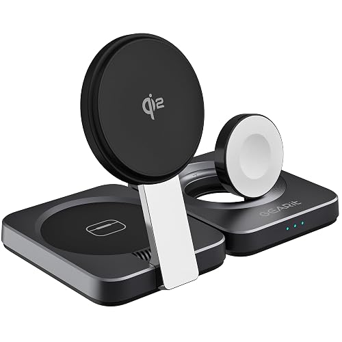 GEARit 3-in-1 Wireless Charging Station - Qi2 MagSafe Charger Stand for Phone, Watch and Earbuds - Works with iPhone 15, 16, 16 Pro, Pro Max, Apple