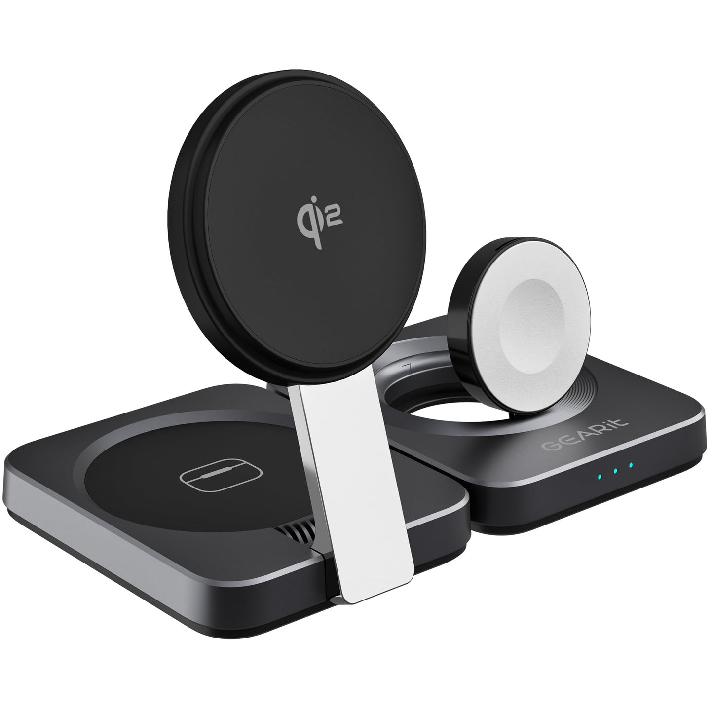 GEARit 3-in-1 Wireless Charging Station - Qi2 MagSafe Charger Stand for Phone, Watch and Earbuds - Works with iPhone 15, 16, 16 Pro, Pro Max, Apple