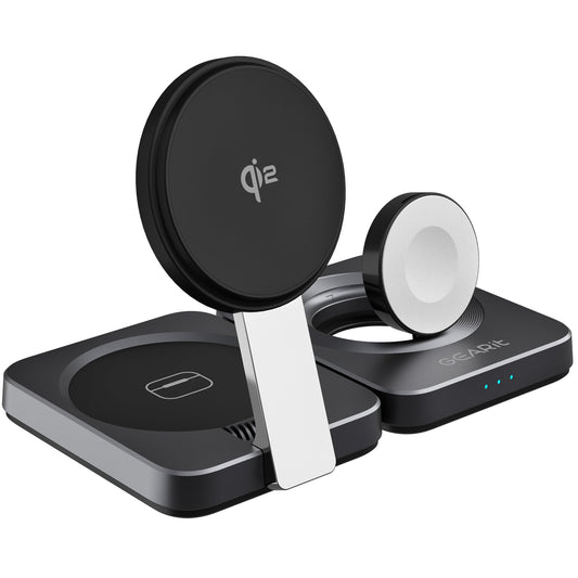 GEARit 3-in-1 Wireless Charging Station - Qi2 MagSafe Charger Stand for Phone, Watch and Earbuds - Works with iPhone 15, 16, 16 Pro, Pro Max, Apple