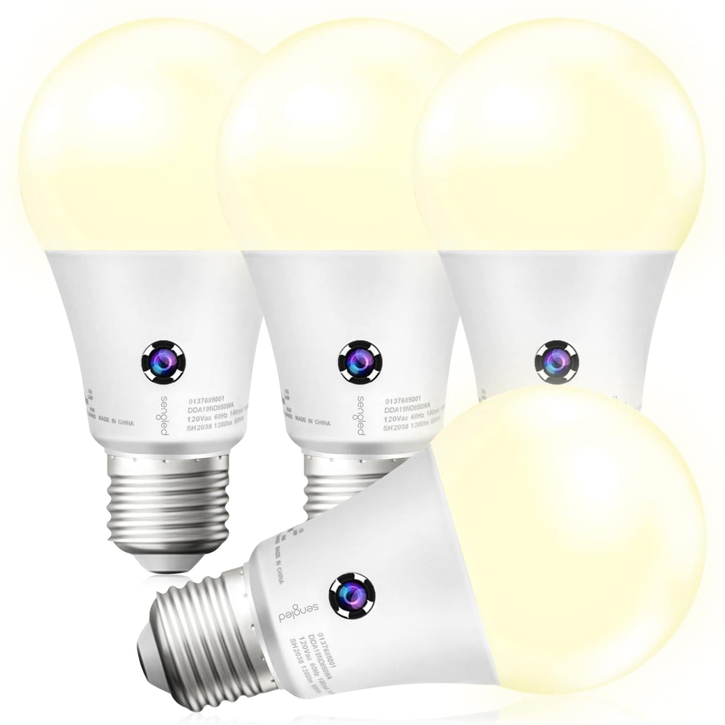 Sengled Dusk to Dawn Light Bulbs Outdoor, A19 LED Sensor Bulbs 4 Pack, 3000K Soft White 1200 Lumens, 75W Equivalent 10.5W, E26 Base Automatic On/Off