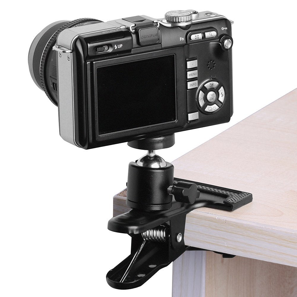 koolehaoda Multi-function Spring Clamp Clip Holder Mount with Ball Head w/standard 1/4" Screw for SLR, Digital SLR, Video cameras