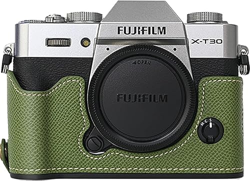 BMAOLLONGB X-T30 III/II Case, Handmade Carbon Fiber PU Leather Half Camera Case Bag Cover Bottom Opening Version for Fujifilm XT30 X-T30 III/II