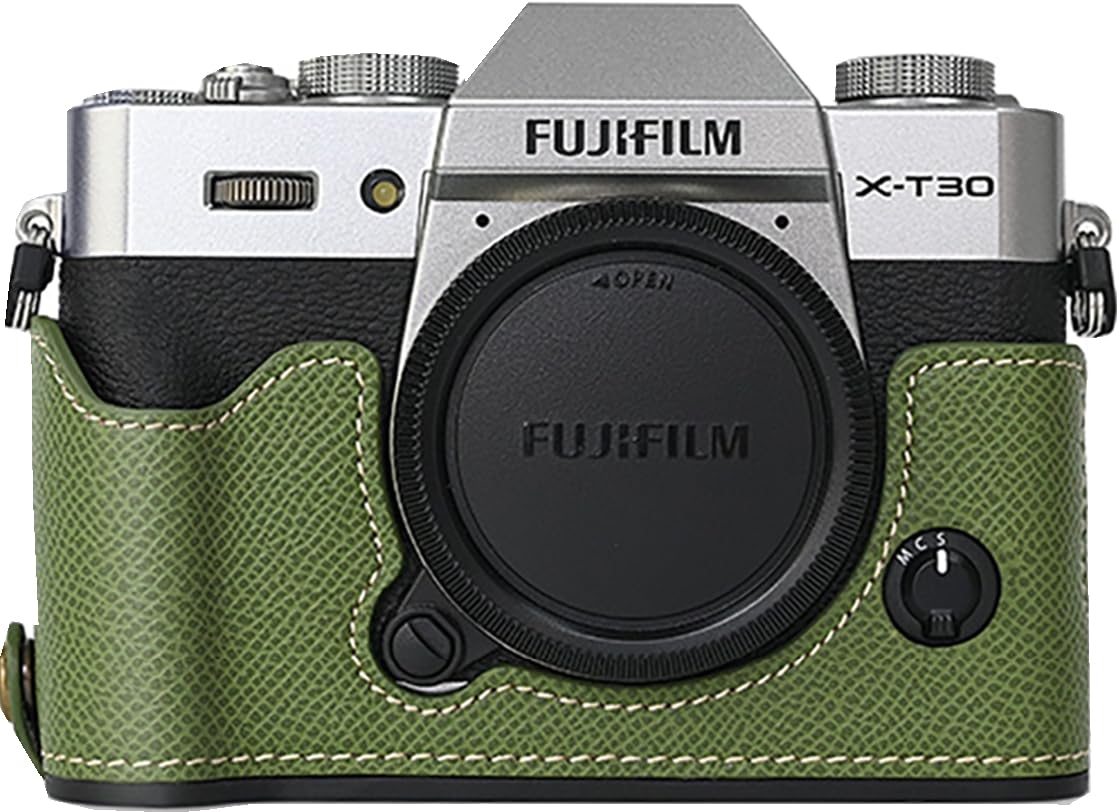 BMAOLLONGB X-T30 III/II Case, Handmade Carbon Fiber PU Leather Half Camera Case Bag Cover Bottom Opening Version for Fujifilm XT30 X-T30 III/II
