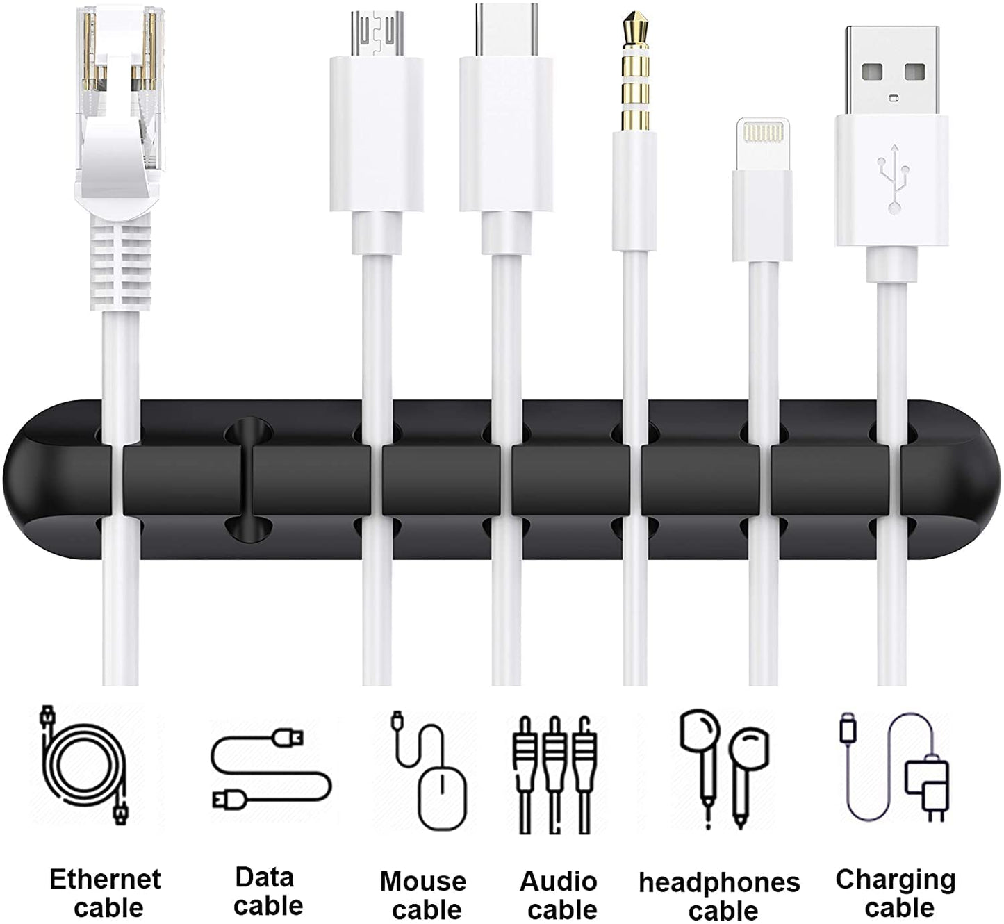 SOULWIT Cable Holder Clips, 3-Pack Cable Management Cord Organizer Clips Silicone Self Adhesive for Desktop USB Charging Cable Nightstand Power Cord