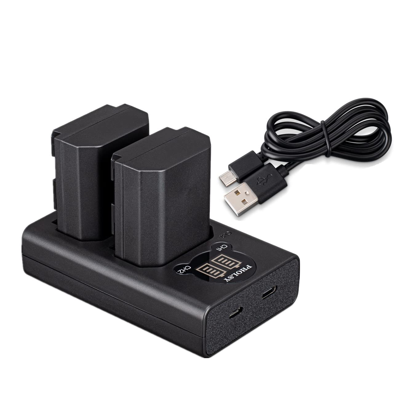 NP FZ100 PHOLSY 2-Pack 2280mAh NP-FZ100 Camera Battery NP-FZ100 Battery Charger/BC-QZ1 USB Charger Compatible with Sony ILCE-a1 a9M2 a9 a7SM3 a7RM4A