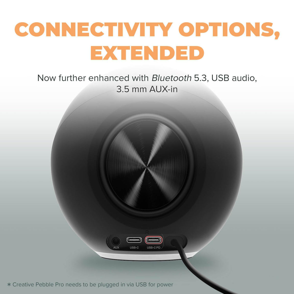 Creative Pebble Pro, 2.0 USB-C Desktop Speakers, RGB, Black
