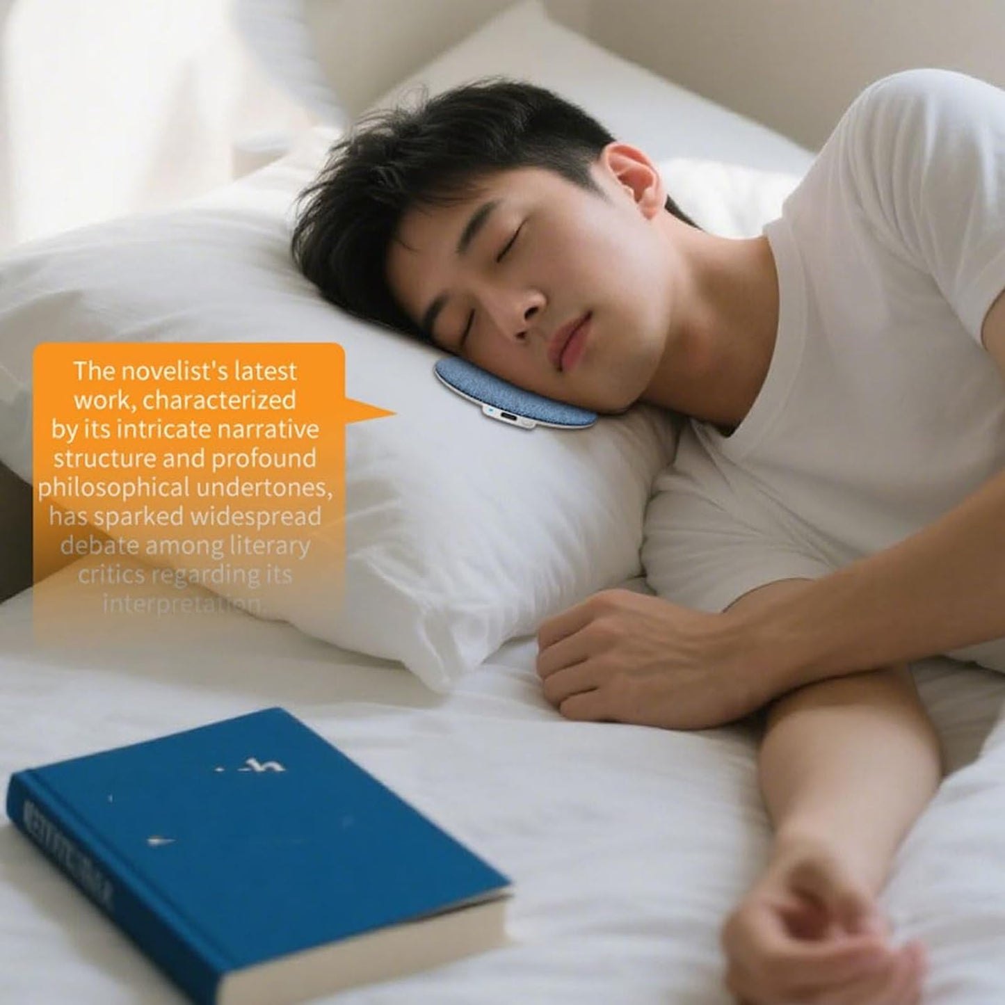 enorfume Sleeping Speaker Under Pillow, Mini Portable Wireless Bluetooth Sleep Pillow for Deep Sleeping, Ultra Thin Sleep Aid with White Noise