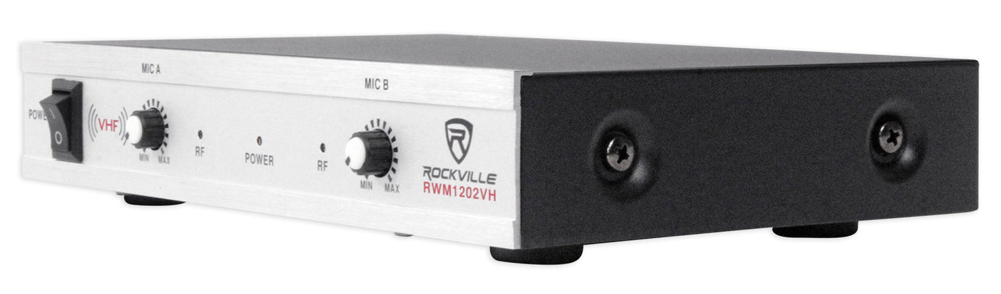 Rockville RWM1202VH VHF Wireless (2) Handheld Microphone System, Metal Receiver, Dual Filter, Ultra Signal Stability, Low Power Consumption, Perfect