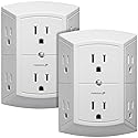 Fosmon 6-Outlet Wall Plug, Six Plug Outlet Adapter, Multiple 6 Way Wall Plug Extender for Travel, Cruise, Dorm, Home and Office, 15A 125V 1875W, 3