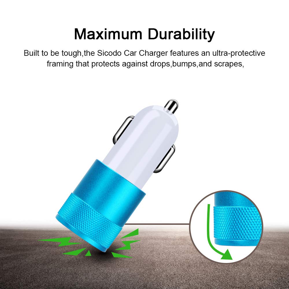 Car Charger, Sicodo 3.4A 2 Pack USB Smart Port Charger Compatible with iPhone 17 16 15 14 13 12 SE X 11 Pro, Pro Max, Plus, Samsung Galaxy S26 S25 S24