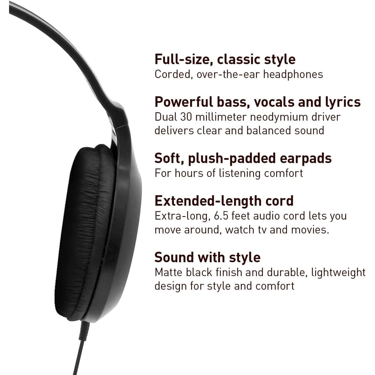 Panasonic Headphones, Lightweight Over the Ear Wired Headphones with Clear Sound and XBS for Extra Bass, Long Cord, 3.5mm Jack for Phones and Laptops…