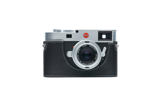 BolinUS For Leica M11 Camera Case, Handmade Genuine Real Leather Half Camera Case Bag Cover for Leica M11 Camera Bottom Opening Version + Hand Strap
