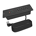 Recessed Power Strip USB C 65W,Flush Mount Desk Power Outlet 3 Outlets 3 USB (PD 65W& QC60W,) 6.56ft Heavy Duty Power Cord with Flat Plug Fast Charge