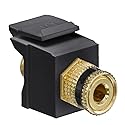 Leviton QuickPort Binding Post Adapter with Black Stripe, 40833-BEE, Black