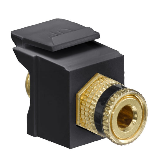 Leviton QuickPort Binding Post Adapter with Black Stripe, 40833-BEE, Black