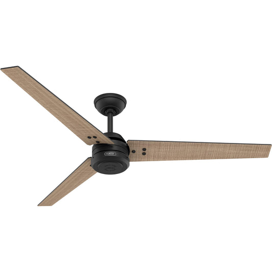 Hunter Fan 60 inch Ceiling Fan with No Light, Outdoor or Indoor Matte Black Ceiling Fan with 3 Blades for Porch, Living Room, Office, Kitchen, Garage