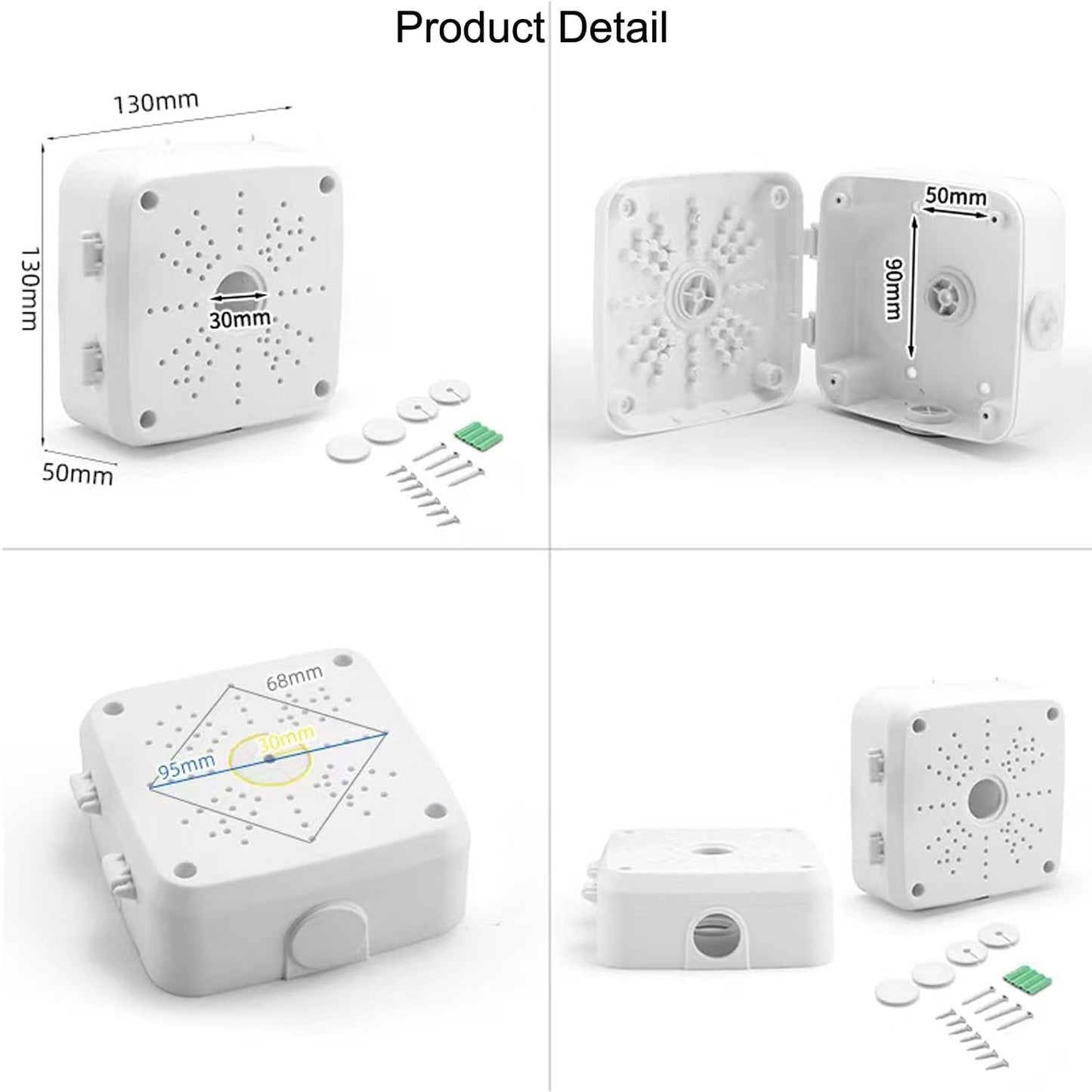 PUYREEINN Universal Dome Camera Junction Box,Security Camera Mount Bracket,CCTV IP Surveillance Cameras Holder, ABS Plastic Dome Camera Mount(1 Pack)