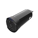 Scosche CPDCC40M PowerVolt 40W Certified Dual Port USB-C Car Charger, Flush Cigarette Lighter Adapter, Fast Charging Car Plug for 12V Power Outlet