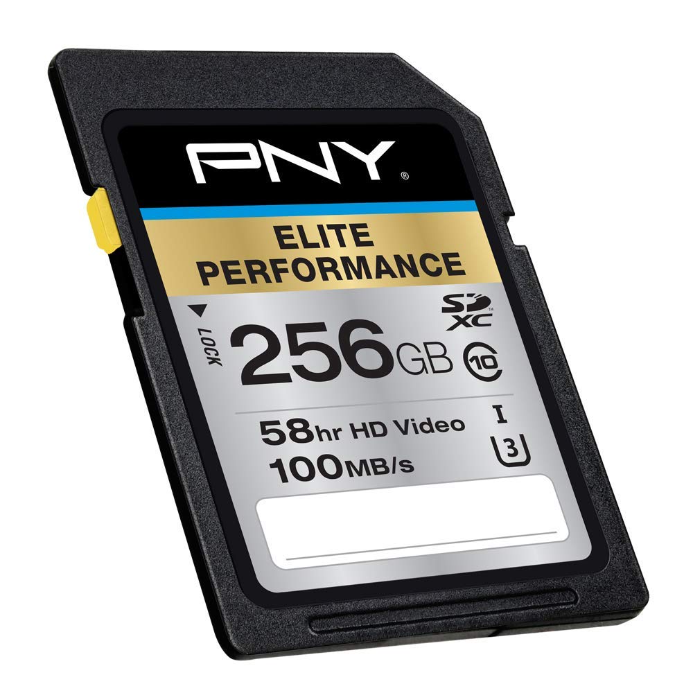 PNY 256GB Elite Performance Class 10 U3 SDXC Flash Memory Card - 95MB/s Read, Class 10, U3, 4K UHD, Full HD, UHS-I, Full Size SD