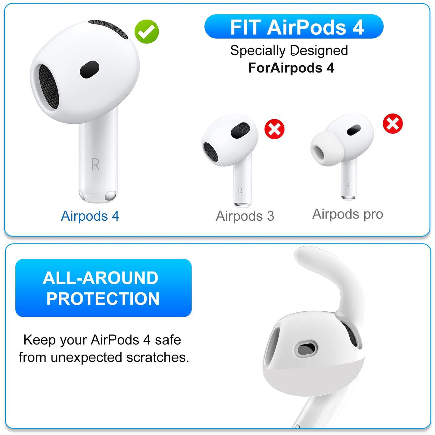 5 Pairs Ear Tips for AirPods 4, Silicone Earbuds Cover Compatible with Apple AirPods 4th Generation[Not Fit in The Charging Case], Anti-Slip Eartips