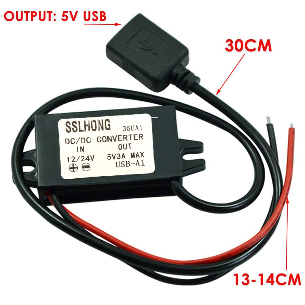 HOMREE DC DC Converter 12V/24V to 5V 3A Buck Module Standard USB Output