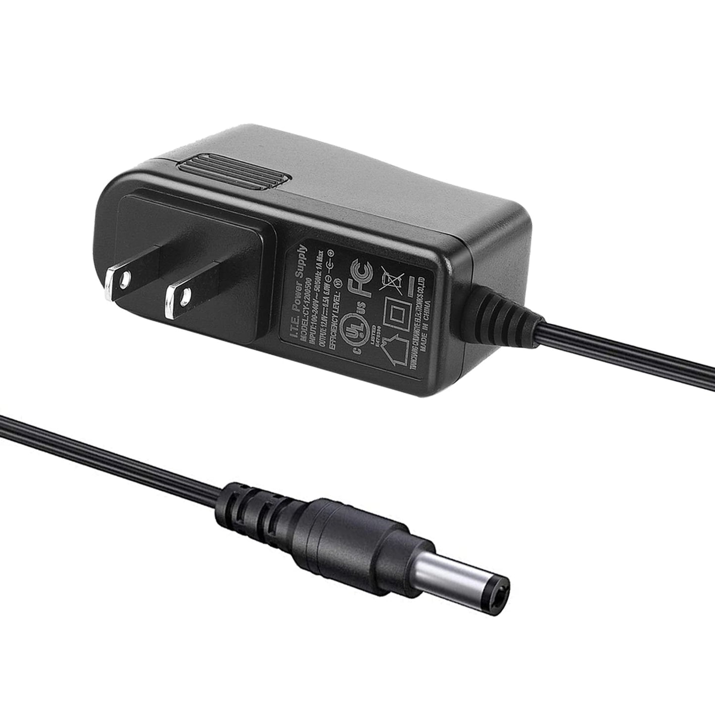 Security-01 2-Pack AC to DC 12V 0.5A 500mA Power Supply Adapter, Plug 5.5mm x 2.1mm UL Listed FCC,CY-1200500