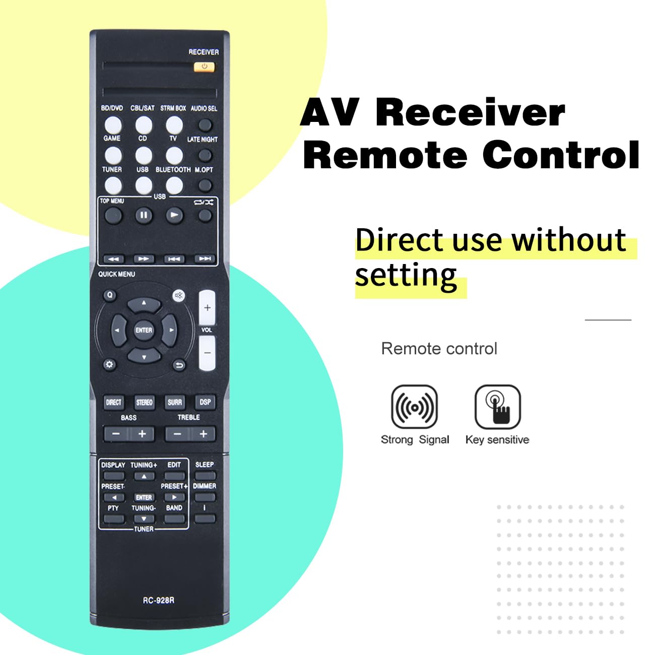 RC-928R Replacement Remote Control for Onkyo AV Receiver HTP-395 HT-R395 HT-R397 HT-S3800 HT-S3900 TX-SR252 TX-SR353 TX-SR373 TX-SR383