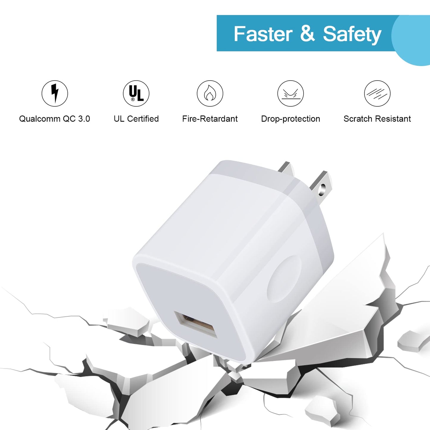 Wall Charger Adapter USB Charging Block, 5Pack Single Port USB Plug in Charger Cube Box Power Blocks Brick Charger Station Compatible with Samsung