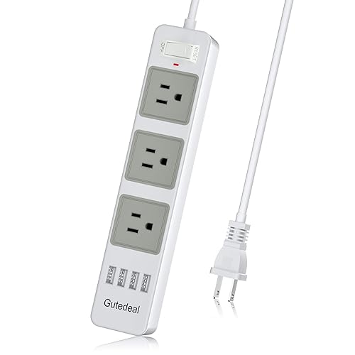 2 Prong Power Strip with USB, 2 Prong to 3 Prong Outlet Adapter with 4 USB Ports 6.6ft Extension Cord, 3 AC Outlets Flat Plug Surge Protector