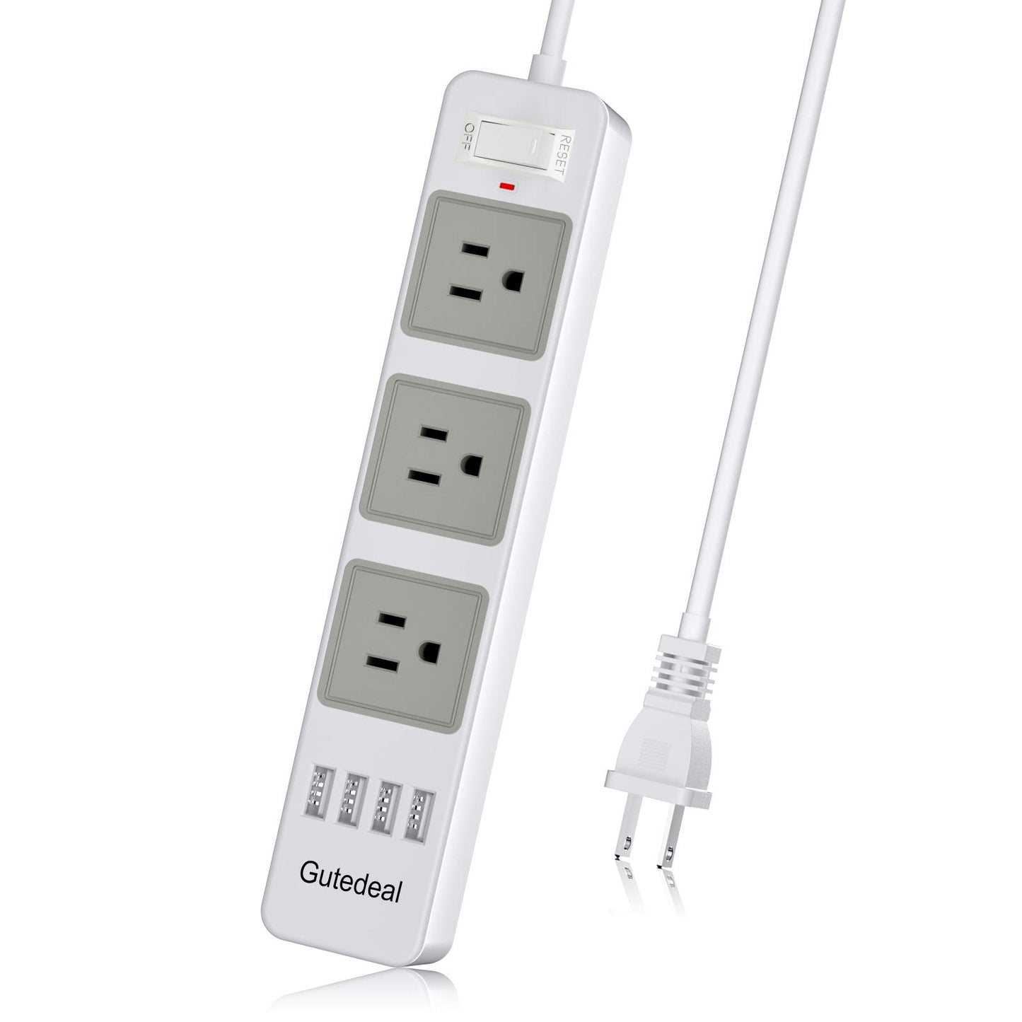 2 Prong Power Strip with USB, 2 Prong to 3 Prong Outlet Adapter with 4 USB Ports 6.6ft Extension Cord, 3 AC Outlets Flat Plug Surge Protector