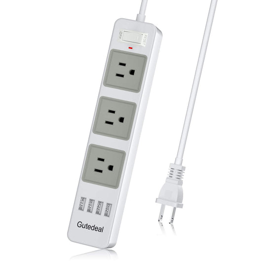 2 Prong Power Strip with USB, 2 Prong to 3 Prong Outlet Adapter with 4 USB Ports 6.6ft Extension Cord, 3 AC Outlets Flat Plug Surge Protector