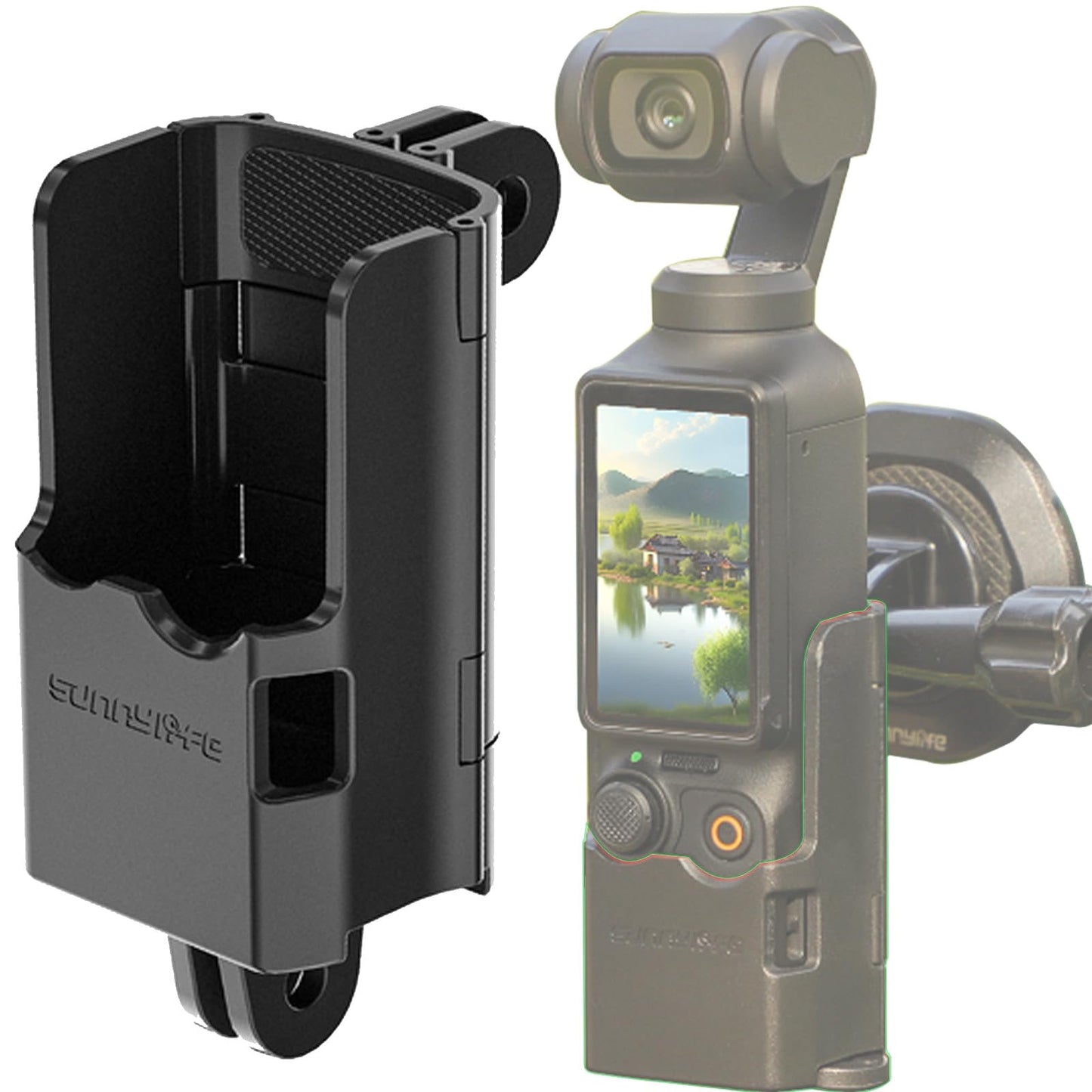 Honlyn Expansion Adapter for DJI Osmo Pocket 3,Dual Gopro Foldable Interface with 1/4 Holes for Selfie-Stick/Tripod/Car/Bicycle/Backpack/Chest Strap