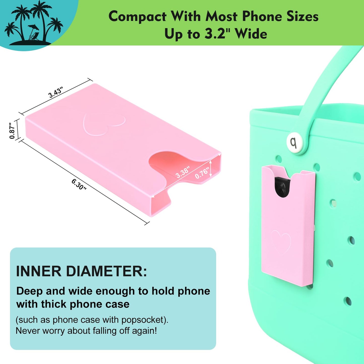 Raymall Phone Holder for Bogg Bag, Compatible with Large/Extra Large Simple Modern & Baby/Original Bogg Beach Bag, Accessories Phone Case Holder
