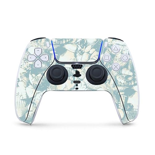 MightySkins Gaming Skin for PS5 / Playstation 5 Controller - Blue Seashells | Protective Viny wrap | Easy to Apply and Change Style | Made in The USA
