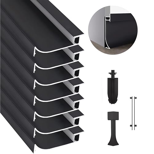 JARBIH 7Packs 1m LED Aluminum Skirting Board, H 65mm LED Skirting Line Strip Light Aluminum Channel Profile Baseboard Light with Milky Cover