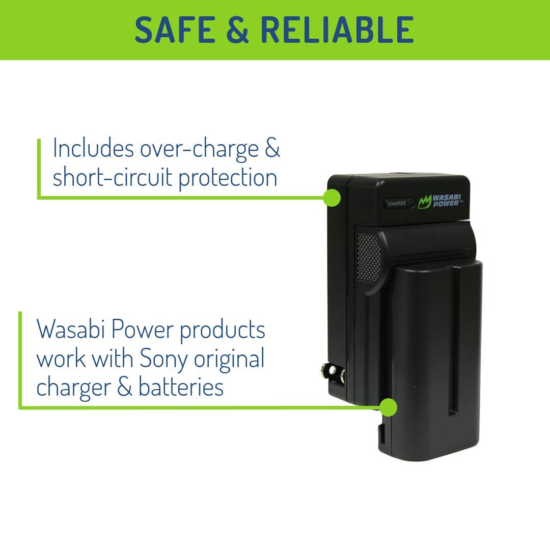 Wasabi Power Battery (2-Pack) and Charger for Sony NP-F330, NP-F530, NP-F550, NP-F570 (L Series) and CN-160, CN-216, CN126 Series & Atomos Ninja V