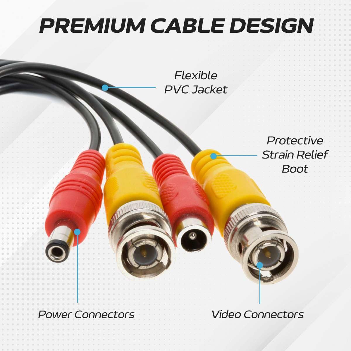 Cables Direct Online 100FT Black Premade BNC Video Power Cable Extension Wire for CCTV, Security Camera, DVR, Surveillance System, All in One Plug