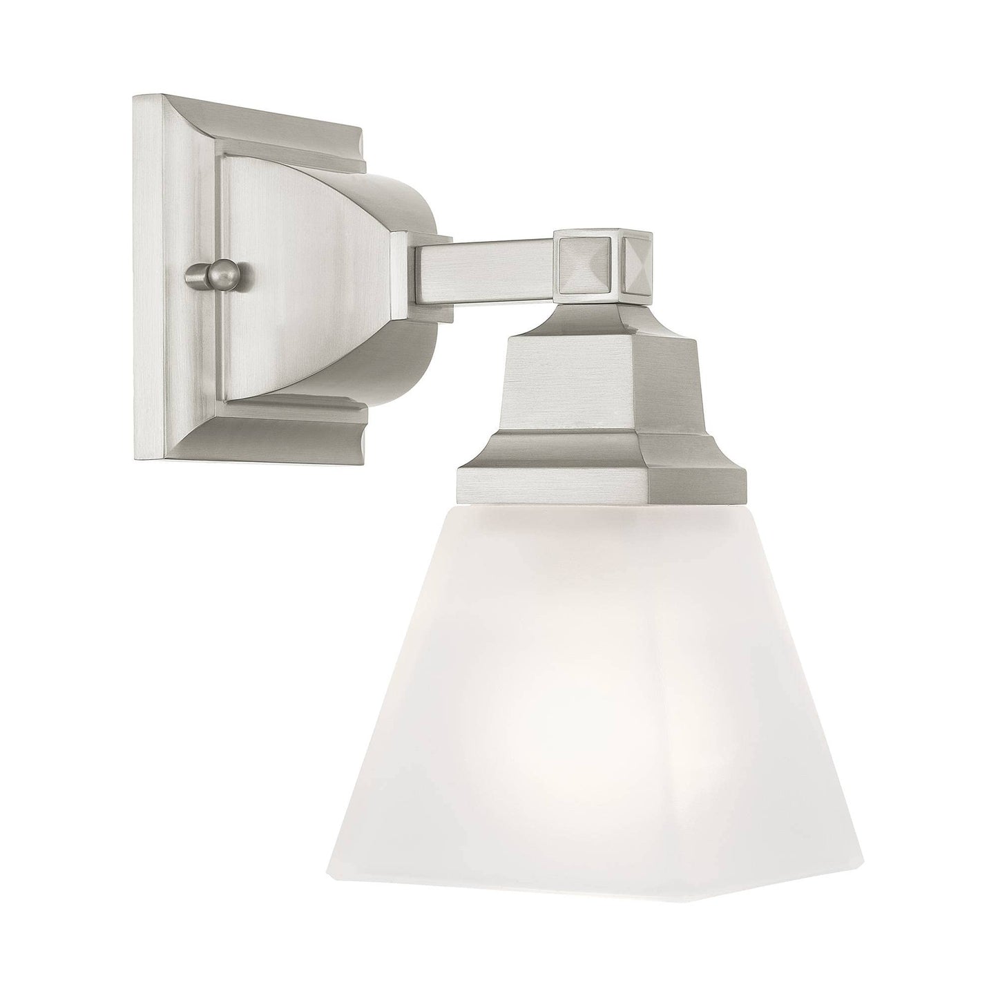 Livex Lighting 1031-91 Mission Wall Sconce Brushed Nickel with Frosted Glass