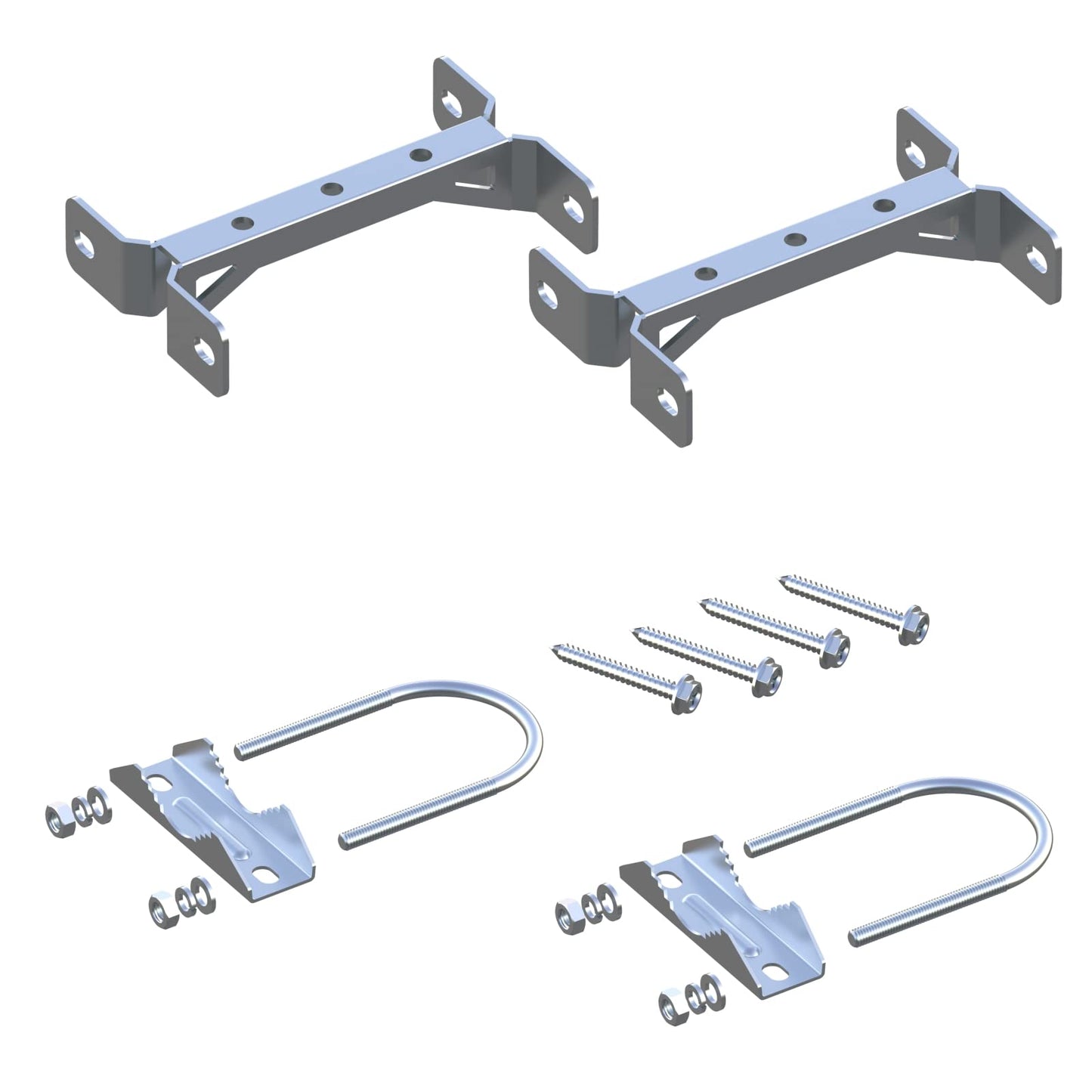 Aimeboost 2 PCS Stainless Steel Antenna Mount Wall Mount Antenna Mast Clamp V Jaw Bracket Accessories Kit [ Without The Pole ] for TV CB Ham Outside