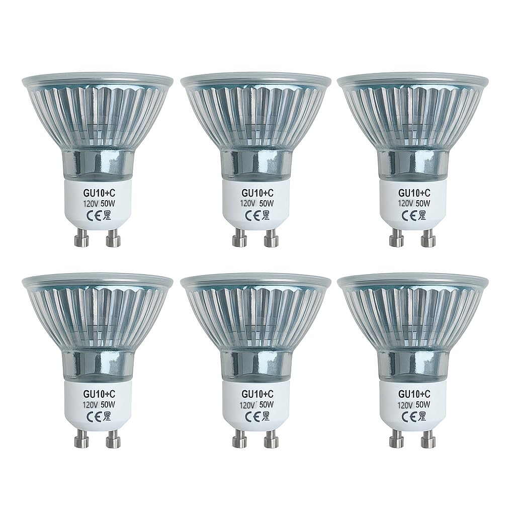 Cinsenten GU10 Halogen Bulb for Candle Warmer Lamp Replacement 50W 120V 110V, GU10+C 2 Pin Halogen Light Bulbs with Glass Cover Dimmable Warm White