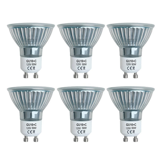 Cinsenten GU10 Halogen Bulb for Candle Warmer Lamp Replacement 50W 120V 110V, GU10+C 2 Pin Halogen Light Bulbs with Glass Cover Dimmable Warm White