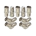 Lala Smill Right Angle Push on Coax Cable Connectors F-Type Female to F-Pin Male Quick Plug Adapter RG6 Coaxial Cable Connector