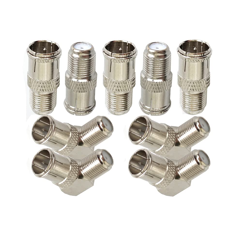 Lala Smill Right Angle Push on Coax Cable Connectors F-Type Female to F-Pin Male Quick Plug Adapter RG6 Coaxial Cable Connector