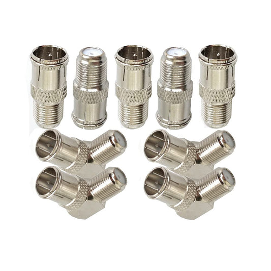 Lala Smill Right Angle Push on Coax Cable Connectors F-Type Female to F-Pin Male Quick Plug Adapter RG6 Coaxial Cable Connector